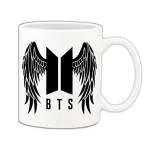 Mug Morning BTS Merch for Girls BTS Black Logo with Wings on White Ceramic Mug 325ml (White)