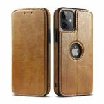 SOFTY SCOTT SERIES LEATHER FINISH FLIP COVER FOR IPHONE 14 - TAN BROWN