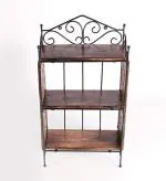 New Mughal Handicrafts Wall Shelf/Rack and Shelf/Book Shelf/Wooden Shelves/Wood & Iron Wall Shelve for Home Office Living Room Books Shelves