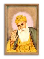 Tamatina Multicolor Religious Art Guru Nanak Dev Ji Sikhism Unframed Canvas Painting - 9X13 Inch