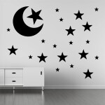 Ashamohar Star Moon Wall Sticker Kids Room Wall Decoration Self Adhesive Sticker Black (Pack of 1)