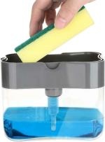 See Inside 2-In-1 Soap Dispenser on Countertop with Sponge Holder for Kitchen Sink Dish Washing Soap Dispenser 500 ml Liquid, Shampoo Dispenser