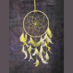 DULI Handmade Yellow Round Down and Feather Fill Wall Hanging Dreamcatcher