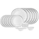 Cello White Opalware Divine Silver Divine Series Dinner Set (Set Of 18)