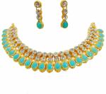 Gyaan Jewels Handmade Gold Plated Alloy Earring and Necklace Set Blue, White (Girls, Baby Girls, Women) (Pack of 1) Free Size