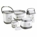 Joyo Better Homes Deluxe Square Floral Printed Bathroom Set (Grey) 6pcs