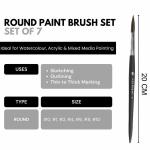 ArtRight Artists' Round Paint Brush Set with Seamless Synthetic Bristles & Free Brush Holder - Professional Artist Handmade Round Paintbrush Set for Watercolor Painting (Set of 7 Round Artist Painting Brush)