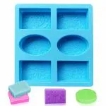 BAKEMO 6 Cavities Silicone Soap Molds, Homemade Soap Making Chocolate Baking Molds (6 Patterns rectangle & Oval Shape)