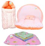 Toddylon New Born Baby Bedding Set Combo Mattress with Net Sleeping Bag & Nappy Changing Mat Sheets