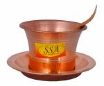 Shiv Shakti Arts Pure Copper Jal Patra with Achmani Spoon for Puja 5.4 cm