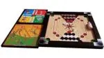 Writzo Multicolor Wooden Carrom Board With Coins, Ludo, Snakes And Ladders (Pack of 3)