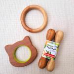 Babycov Neem Wood Teethers for Babies | Natural and Organic | Wooden Baby Teether | Helps in Teething | Set of 4 | for 3+ Months Babies. (Cat + Sick + Ring)