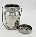 SHLINCO Stainless Steel Milk Can, 2L, Milk Barni, Dollu with Lid |Set Of 1| - 2 L Steel Milk Container (Silver)