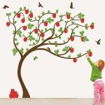 Asmi Collections 210 cm Beautiful Big Apple Tree (7 Feet* 6 Feet) Removable Sticker (Pack of 1) | Wall Sticker | waterproof wall sticker