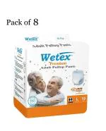 Wetex Unisex Premium Adult Pull-up Diapers Pants 10 Pcs Non-woven Fabric High Absorbent Comfortable Underwear (Size - Large)(Pack of 8)