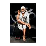 SHASWAT ART Sai Baba Sparkle Coated Self Adhesive Wallpaper Without Frame Digital Reprint 24 inch x 36 inch Painting