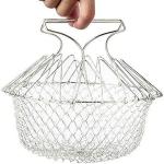 Shiroya Brothers Foldable Steam Rinse Deep Frying Basket Stainless Steel Fry French Magic Basket Mesh Basket Strainer
