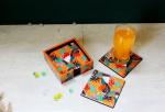 Monstera Hut Tangerine Twist- Coasters Set of 6 with Holder