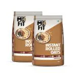 MuscleBlaze Fit Instant Oats, 12 g Protein, 100% Rolled Oats, High in Protein & Fibre, No Added Sugar, Breakfast Cereals, Diet Food, Healthy Snacks, Weight Management (Unflavoured, 1 kg Each) (Pack of 2)