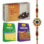 Haldiram's Nagpur Kaju Chocolate Roll 500 gm, Chana Choor(200 gm),Moong Dal(200 gm) With Premium Rakhi