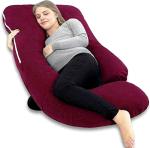 Prime Facie J Shape Conjugate Hollow Maroon(a)G10 Microfibre Pregnancy Pillow (147 cm x 86 cm)
