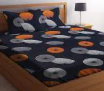 N G Products 230 TC Glace Cotton Double Bed Printed Bedsheet with two Pillow covers_Size-90*90 inch (Dark Grey Design)