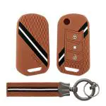 Keyzone striped key cover and Keychain fit for : Marazzo, TUV300 Plus, Scorpio, Thar 2020, XUV700, XUV300, Bolero 2020, XUV400, Scorpio-N flip key (KZS-14,KZS-Keychain)