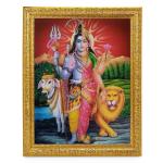 BM TRADERS Ardhnarishwara Shiva Shakti Beautiful Sparkle Print Elegant Photo in Golden Art Work Wall Hanging Frame (11 x 13 inch)