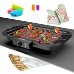 Cultbuzz electric barbecue grill electric grill electric bbq outdoor electric grill table top grill electric bbq grill indoor bbq grill electric bbq grill outdoor indoor bbq (Bbq Gloves Scrubber Oil Brush), Free Standing