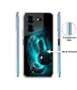 Casotec Cool Headphone Design Printed Silicon Soft TPU Back Case Cover for Tecno Pova 5 4G / Pova 5 Pro 5G / Pova 5 Pro 5G