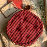 PIXEL HOME DECOR Red & Black Cotton Floor Cushion 40.0 Centimeter 8.0 Centimeter 0 Round Cushion Check