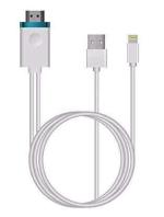 Microware HDMI Mirroring Cable for iOS iPhone X/Ipad Smart Phone, White