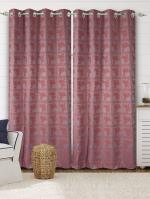 Saral Home Cotton Yarn Rust Blackout Set of 2 Door Curtains (4X7 Feet)