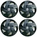 PRIGAN Black 15 Inch Black Silver Wheel Cover with Carbon Fiber Design (Set of 4 Pcs) (Press Fitting) Model- Carbon Black 15