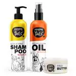 Wagging Tails Combo of Massage Oil (200ml), Slick and Shine Shampoo (200ml) and Paw Butter (50Gm)| Natural Ingredients Grooming Combo Kit for Dogs, Cats & Puppies