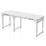 Corvids 6 feet Height Adjustable Aluminum Folding Table, Multipurpose Table for Outdoor & Indoor Purpose, Camping & Hiking, Picnic (6ft, White)