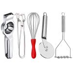 DreamBasket Lemon Squeezer & Pakkad & Egg Whisk & Pizza Cutter & Potato Masher for Kitchen