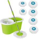 Jsn Green 360 Degree Rotating Bucket Mop With Stick And Refi (9 Pieces) Mop Bucket Refi Mop Spinner Mop Mop Set Ceaning Mops Foor Mop