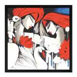 ArtX Multicolor God Radha Krishna Abstract Painting With Frame Wall Art 13.5 X 22.5