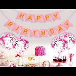 SV Traders Happy Birthday Decoration Pink Theme Combo Of 19 Pcs