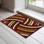 Enyra Indoor Doormat, Loop Pile Nylon Printing Mat Size - 45x70 CM, Non-Slip, Floor Mat, Mat for Kitchen, Entryway, Bedroom, Pack of 2 Piece, Maroon-Geometric