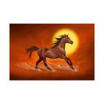 SHASWAT ART Beautiful Brown Running Horse Painting Sparkle Coated Self Adhesive Wallpaper Without Frame Digital Reprint 24 inch x 36 inch Painting