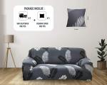 TONY STARK Universal Three Seater sofa cover Big Elasticity, Protective, Flexible Stretch, Spandex & Polyester Sofa Slipcover with 1 Piece cushion cover included (Three Seater, 185-230 cm, Dark Grey Fern)