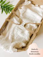 Elementary Organic Cotton Muslin Swaddle Wraps Print Set of 3 - Snowy White