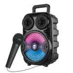 I KALL IK5100 Portable Bluetooth Speaker with Wired mic Karaoke, RGB LED, FM Radio, AUX, USB, Micro SD, Built in Rechargeable Battery (10 Watt, Black)