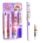 SAMVARDHAN Erasable Fountain Pen Replacable Ink Set Blue Ink Ef 0.38Mm Cute School Pens Office Supplies Stationery For Writing (Purple)
