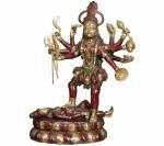 Idol Collections Multicolor Brass Large Goddess Kali Statue, Idol Collections Wool Blend Cotton Printed Design Best For Bed Side Table, Full