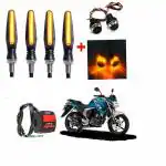 A4s Automotive and Accessories Side LED Indicator Light Set of 4 and Bike Handle Bar LED Blinker Indicator Set of 2 and Switch Combo