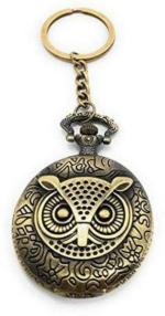Blue Aura Arkanum Silver Metal Owl Shaped Pocket Watch Key Chain