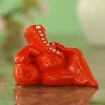 CRAFTAM Polyresin Ganesh Idols for Car Dashboard With Double Side Stick Tape 7x3x5 Cm